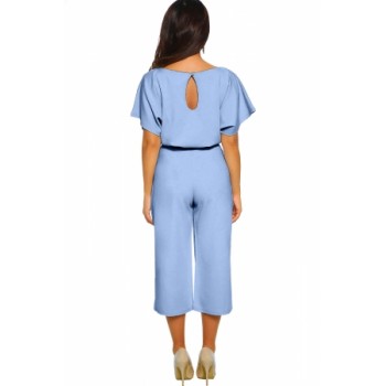 Black Always Chic Belted Culotte Jumpsuit Blue Apricot Sky 